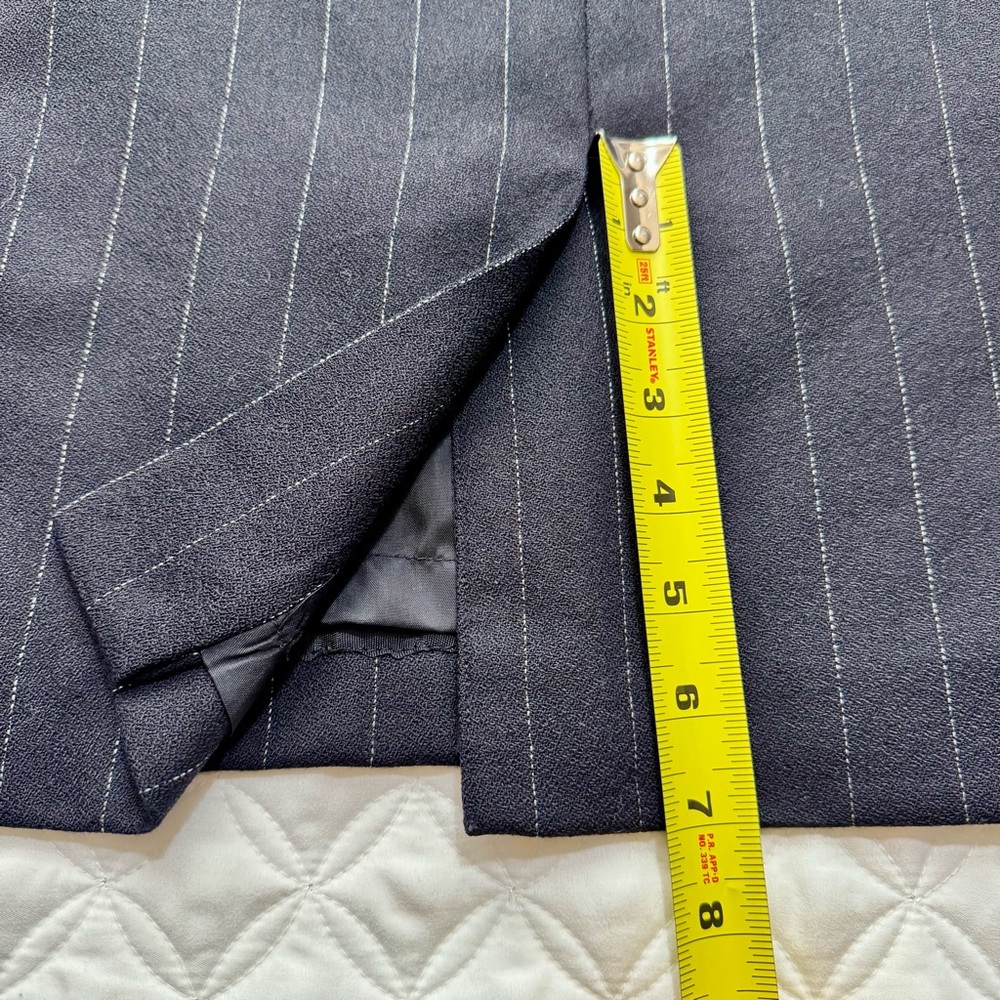 Amanda Smith 100% Pure Wool Navy Blue White Stripe Sheath Sleeveless Dress Sz 8 - Picture 11 of 15